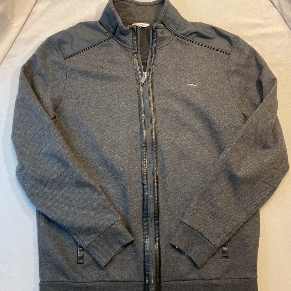 Calvin Klein Men's Dark Gray Zip Up Sweater Jacket, Size M